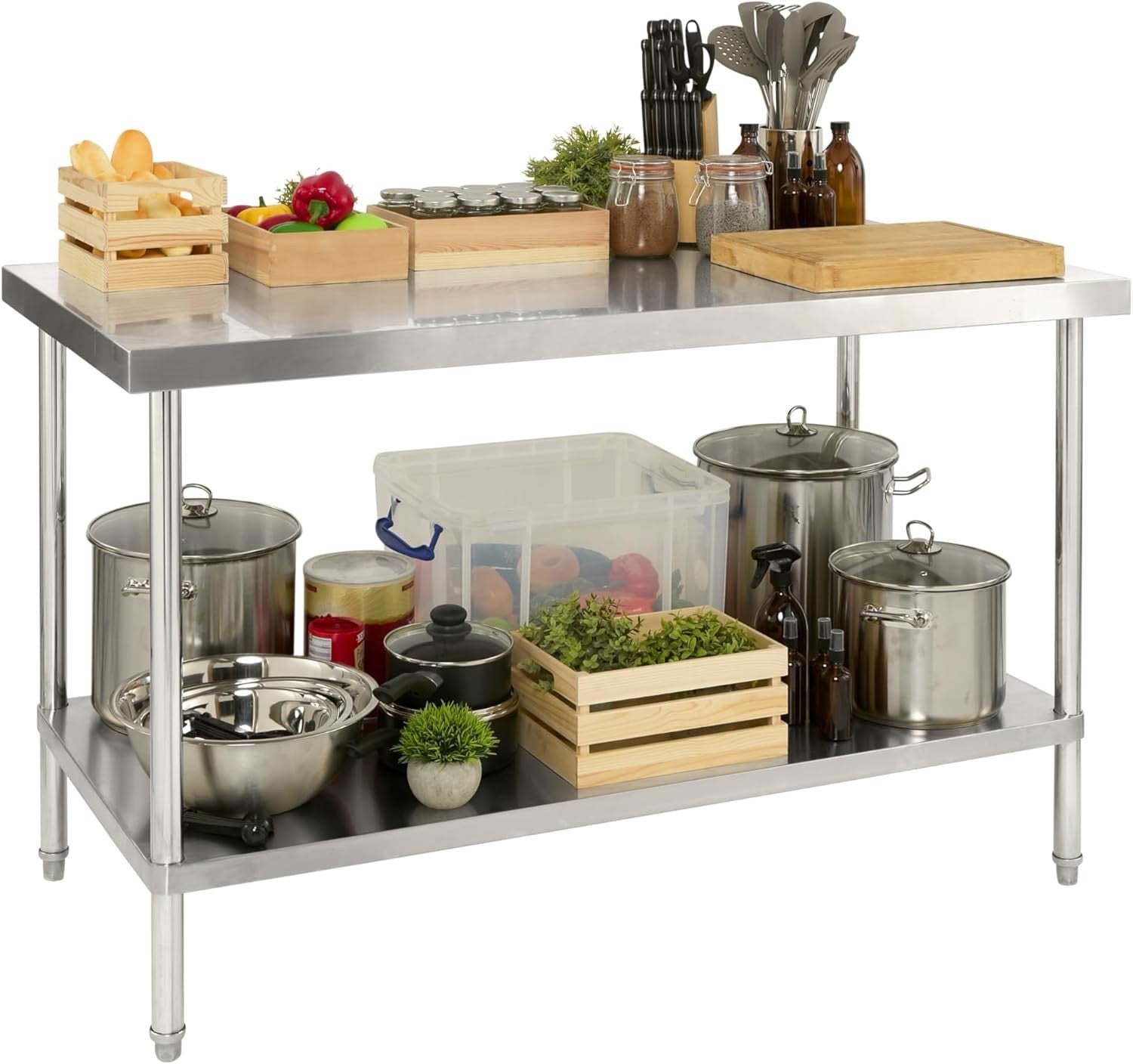 Stainless Steel Workbench 200kg with Adjustable Shelf Commercial 1400mm
