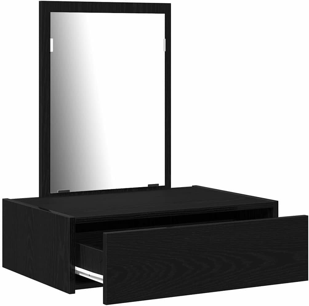 Modern Black Oak Dressing Table Vanity Desk Storage Drawer Small Space $\text{60