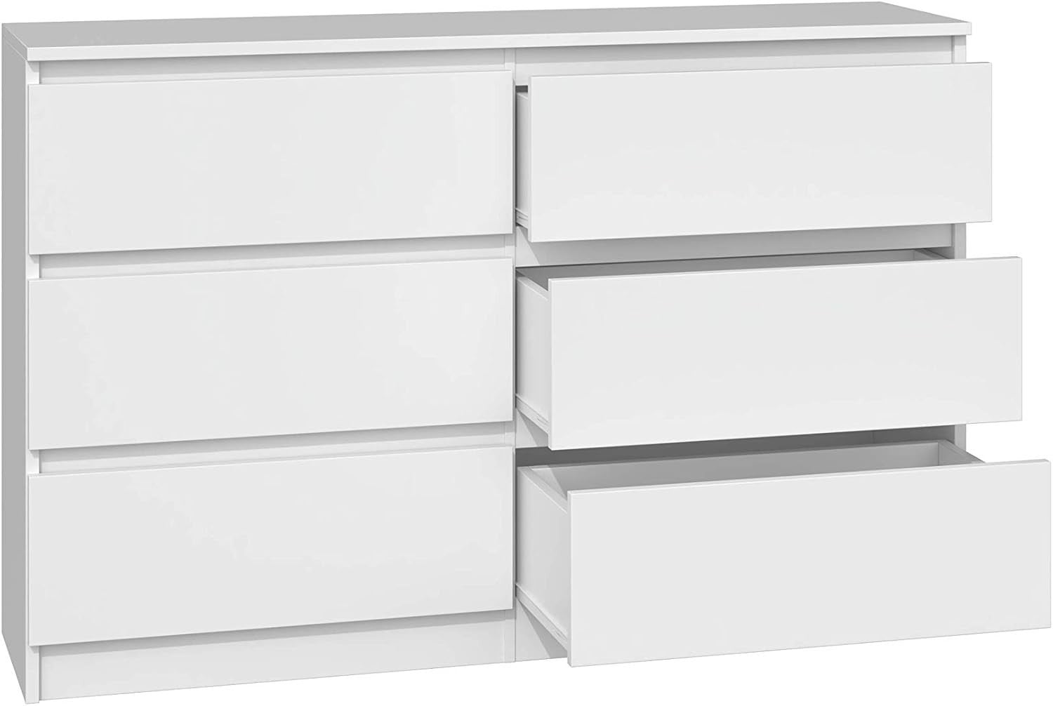 Modern White 6-Drawer Dresser Chest – Sleek Storage for Bedroom & Home Office