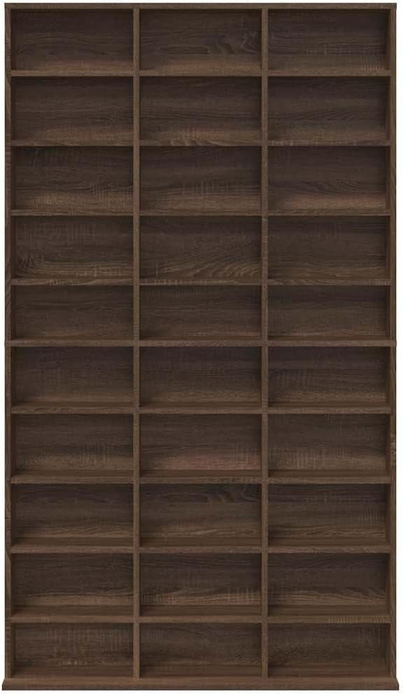 Large CD DVD Storage Cabinet Media Shelf Organizer Brown Oak 177.5cm