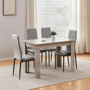 Grey Dining Table Set 4 Velvet Chairs Space-Saving Kitchen Compact