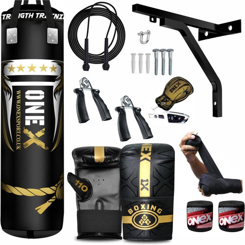 Heavy Duty Boxing Punching Bag Filled 4ft Set MMA Kickboxing Training
