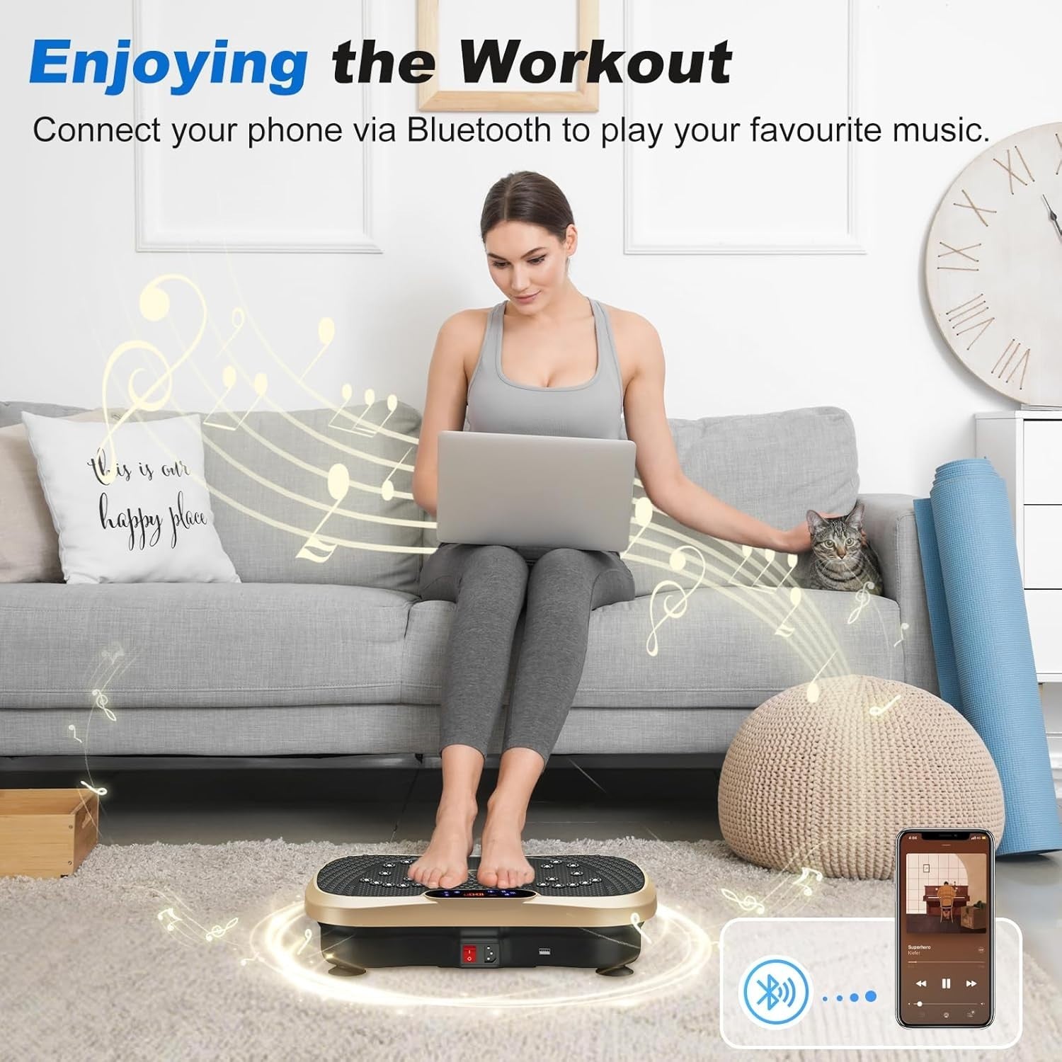Gold Vibration Plate Exercise Machine Weight Loss Lymphatic Drainage 99 Levels