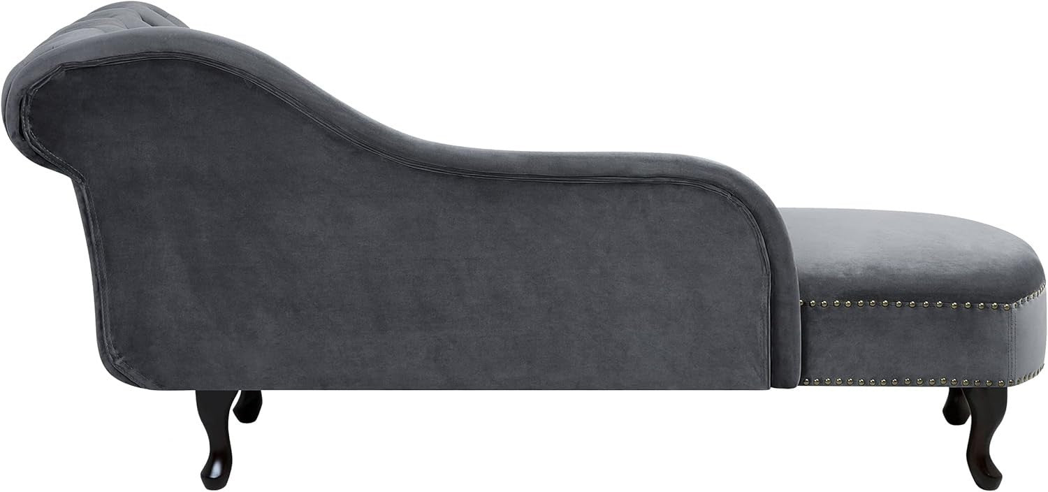 Right Hand Velvet Chesterfield Chaise Lounge Grey Tufted Sofa for Living Room