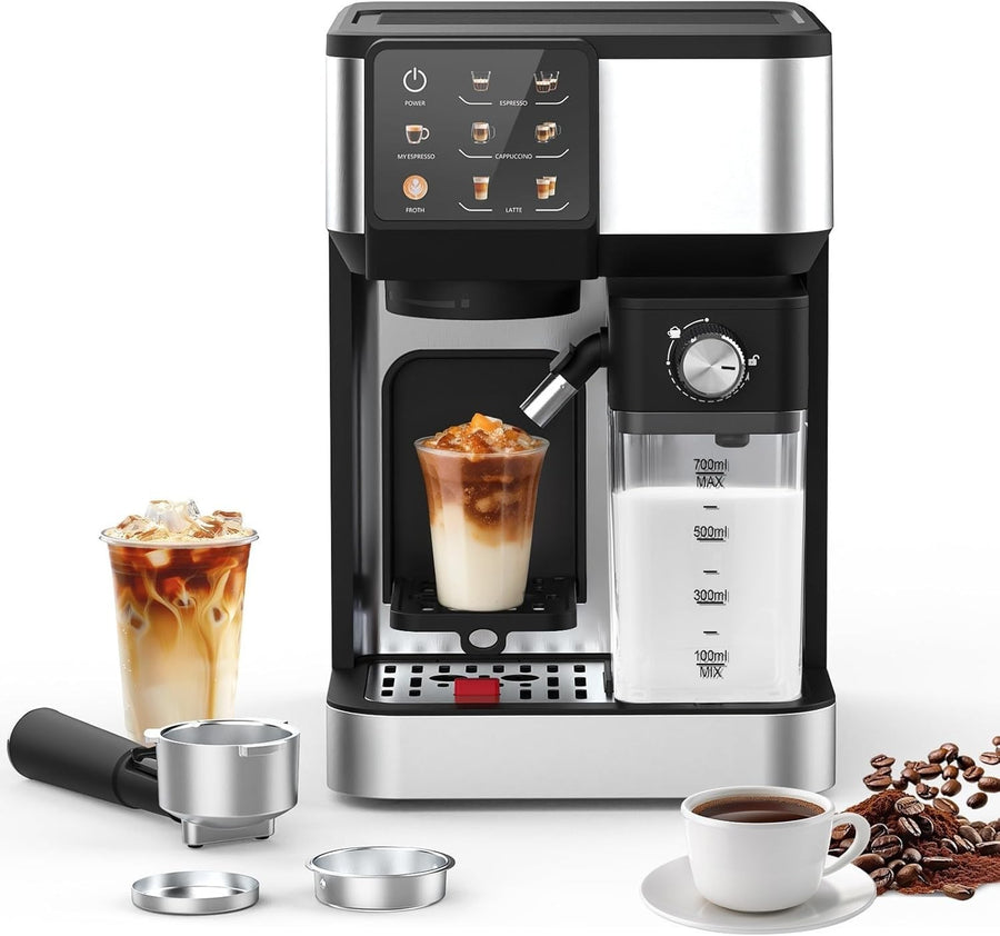 20 Bar One-Touch Espresso Coffee Machine Auto Milk Frother 2L Tank 1460W