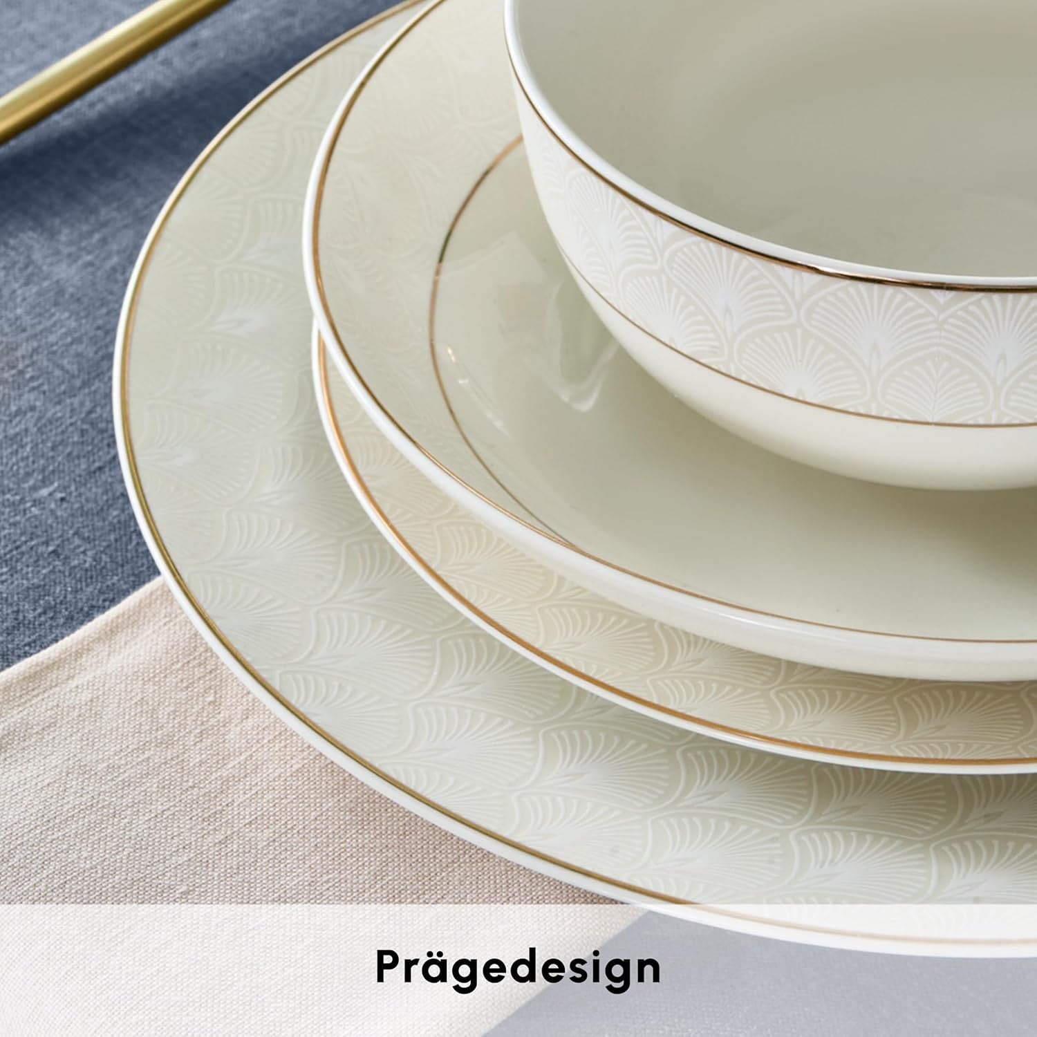 Karaca Mandarin White Dinnerware Sets, Modern Kitchen Dinner Set for 12 People,