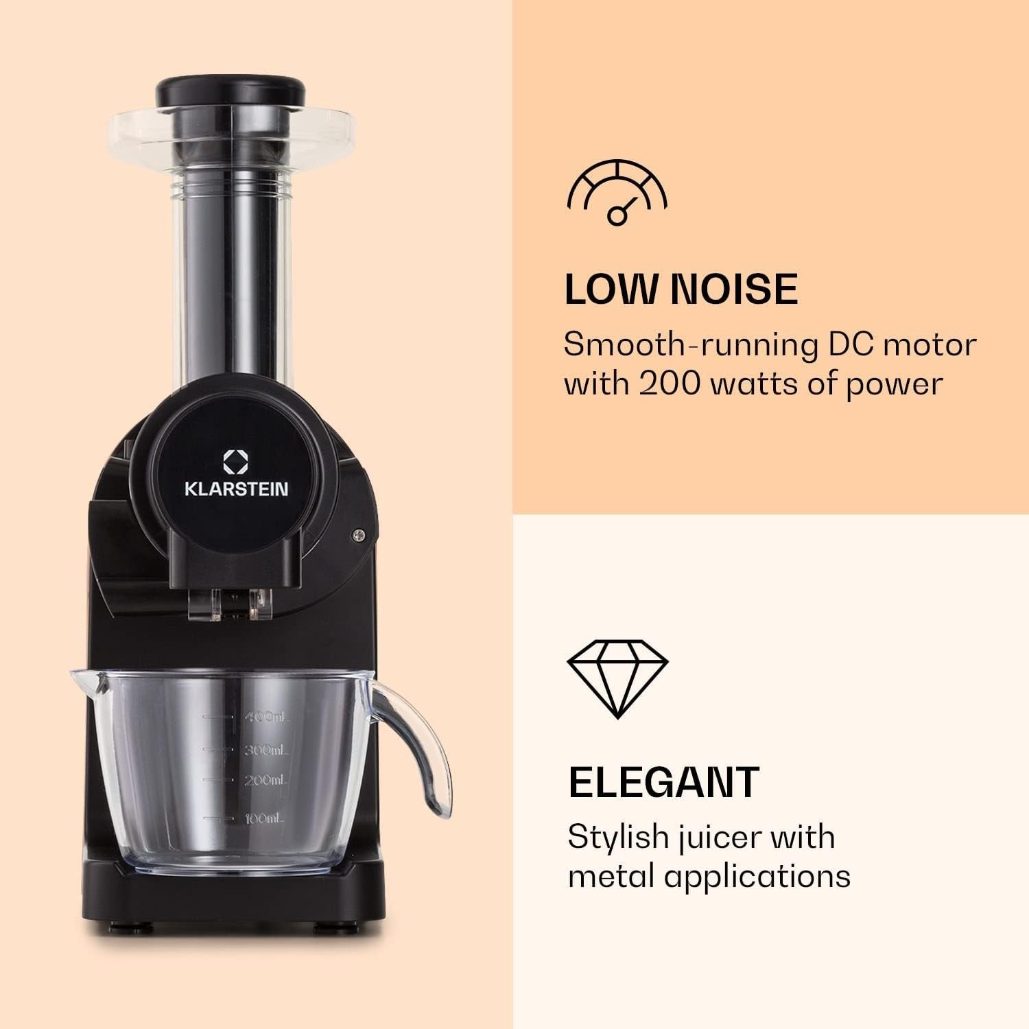 Vertical Slow Juicer 200W Quiet Cold Press BPA Free Easy Clean