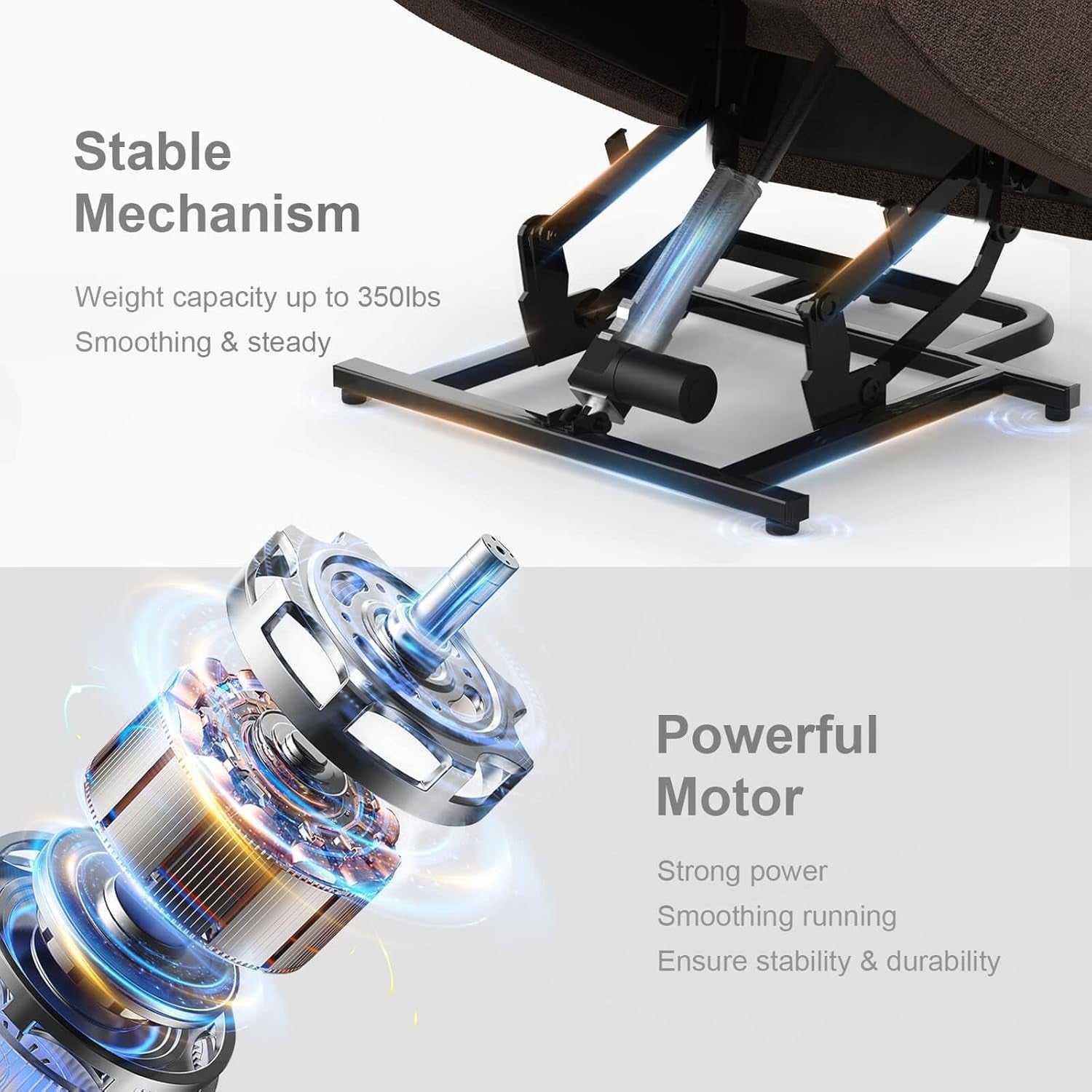 Power Lift Recliner Chair Massage Heat USB Type-C Cup Holders Fabric Dark Brown