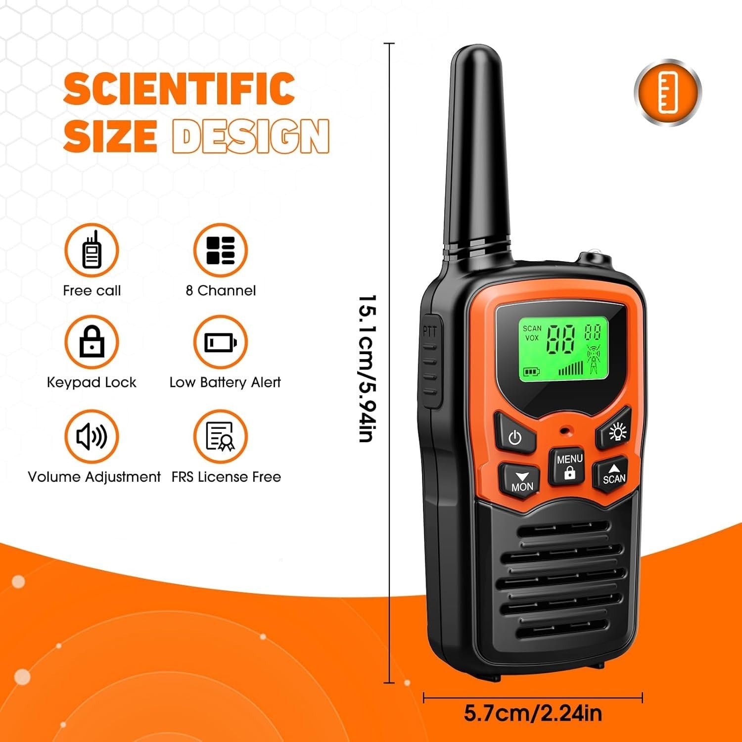 Long Range Walkie Talkies 2 Pack 5KM 22 Channel LCD Torch Outdoor Radio