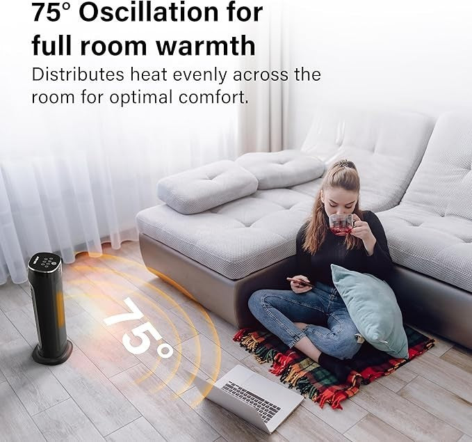 Portable Tower Space Heater 2000W Oscillating Remote Control Thermostat Safe