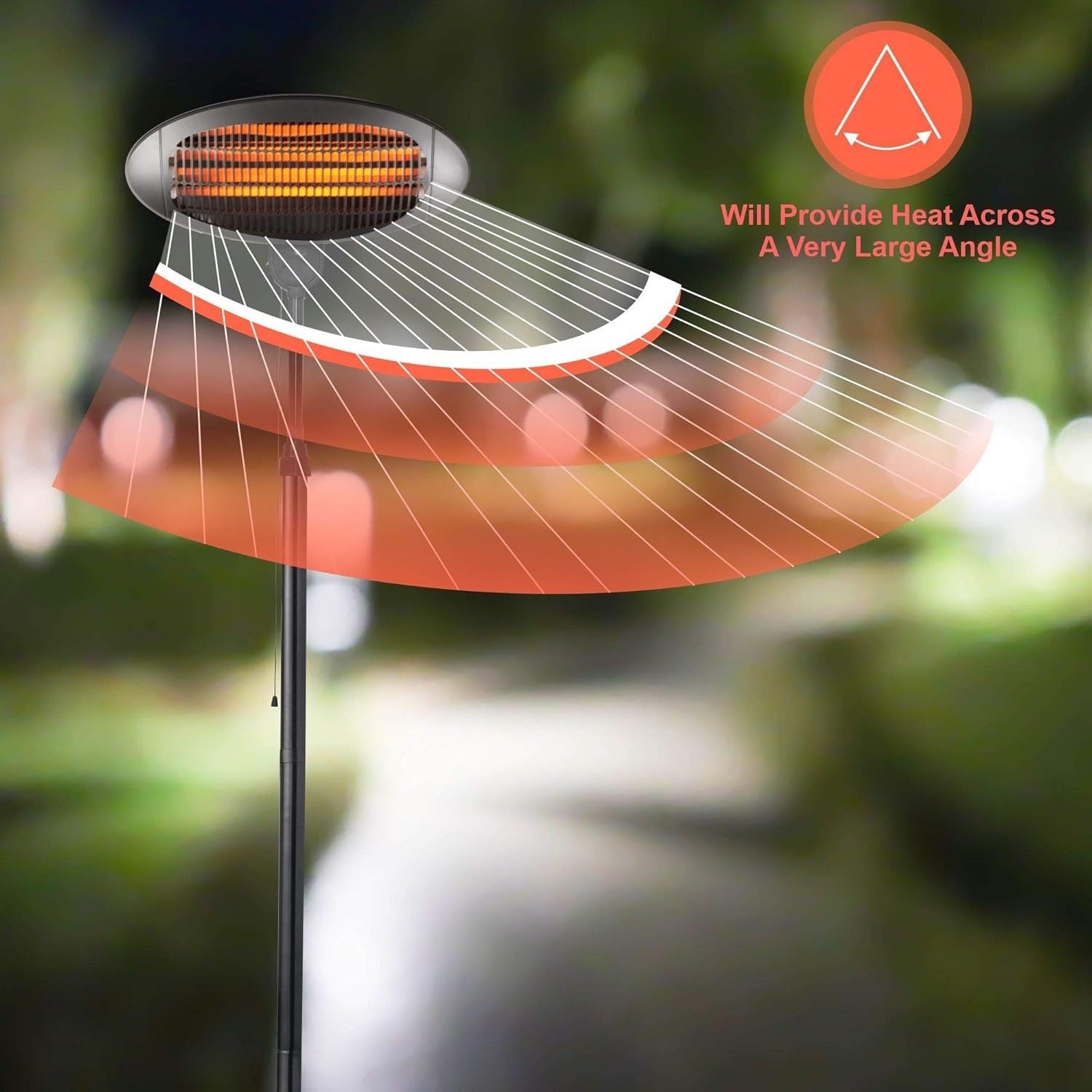 Outdoor Electric Patio Heater 2KW Freestanding Quartz Waterproof 3 Heat Settings