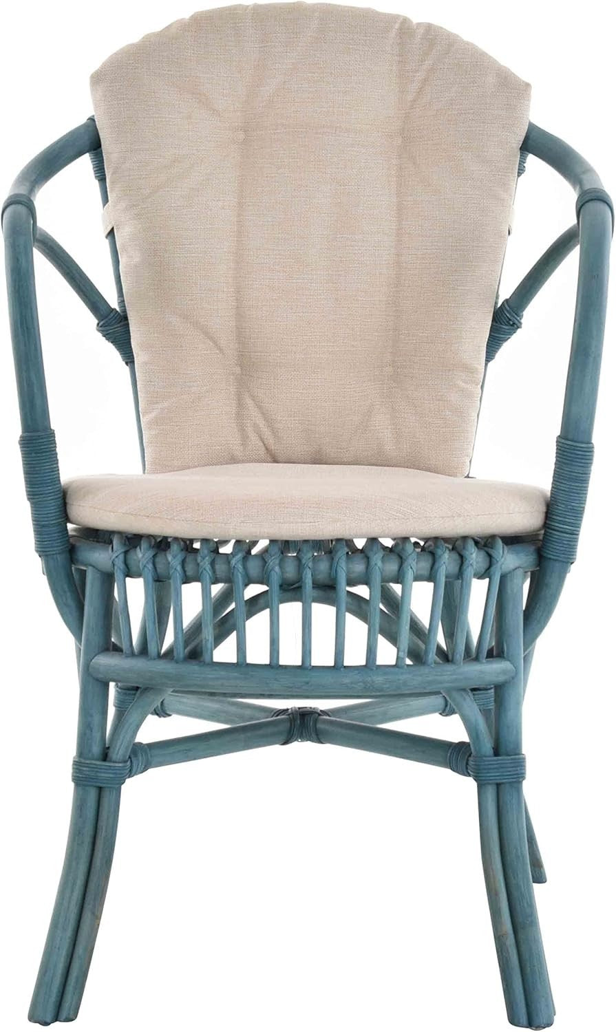 Scandinavian Wicker Chair Natural Rattan Armchair with Cushion Indoor Lounge