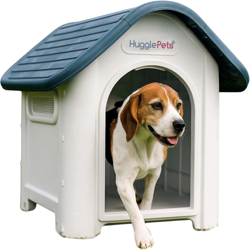 Outdoor Indoor Plastic Dog Kennel Raised Ventilated Weatherproof Shelter
