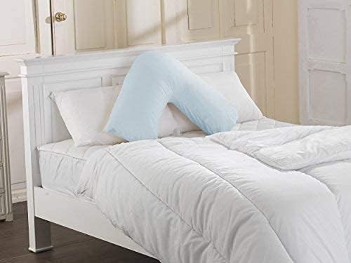 V Shaped Pregnancy Pillow Duck Feather Filled Firm Support Cotton 32"