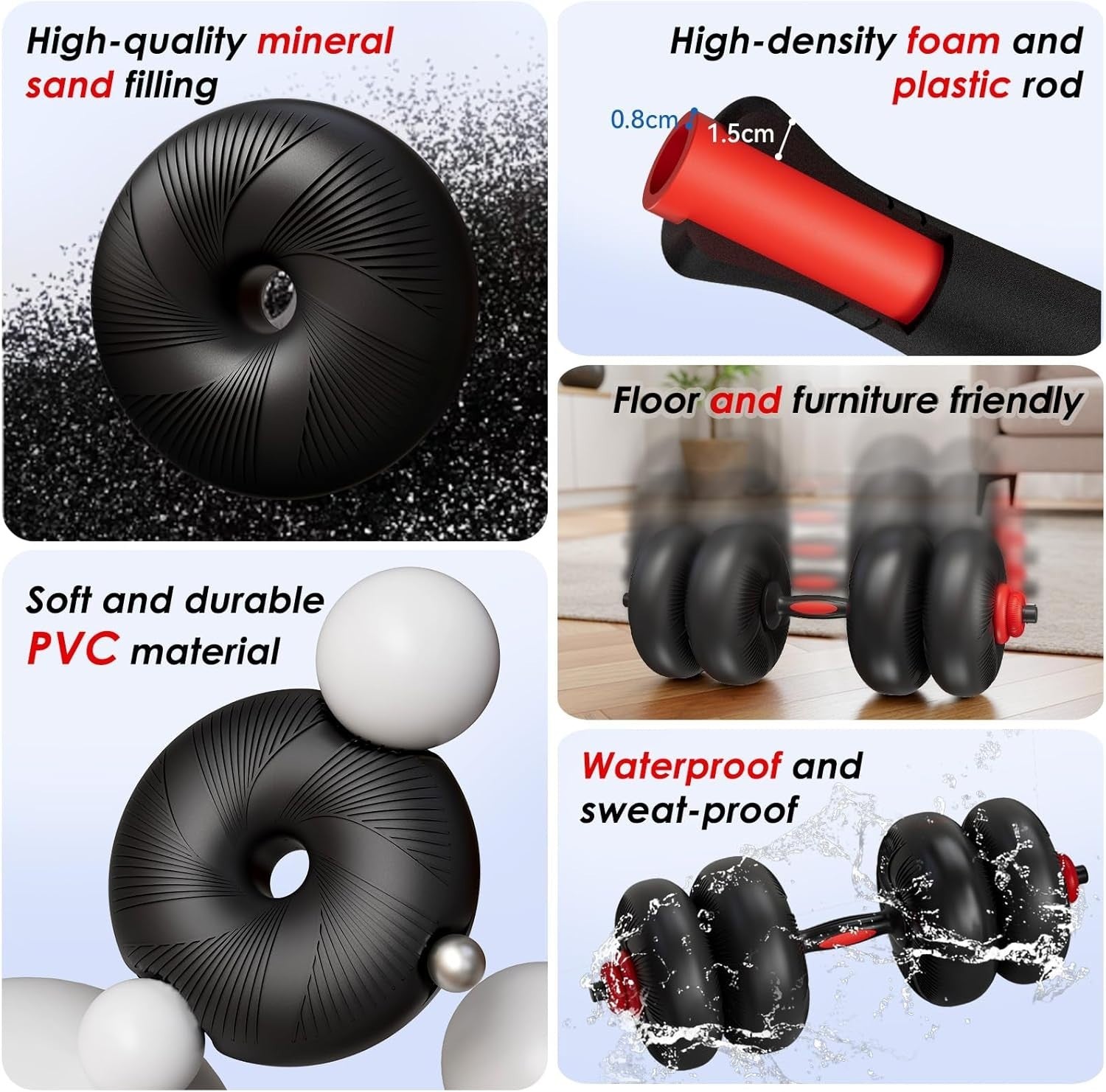 4-in-1 Adjustable Dumbbell Barbell Kettlebell Push Up Home Gym Weights