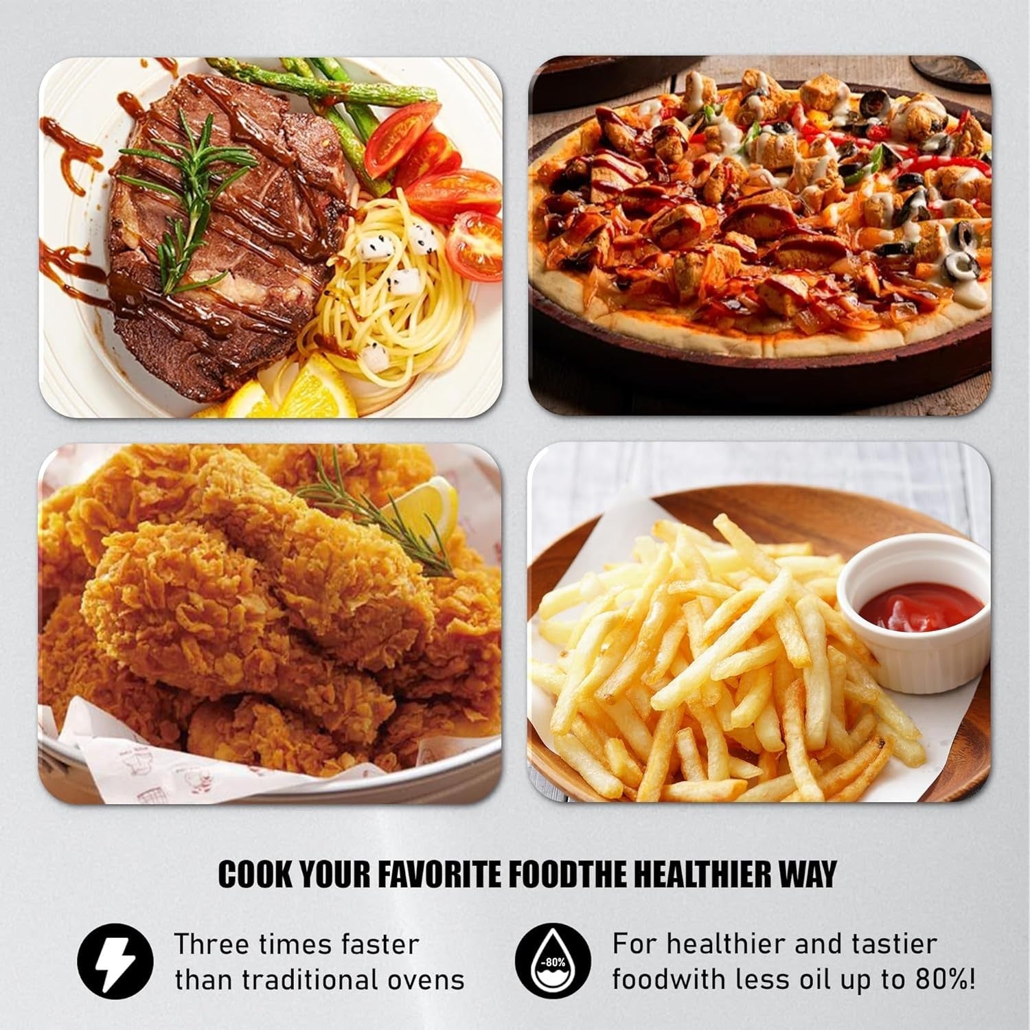 3.8L Compact Air Fryer Manual 200°C Rapid Heat 30min Timer Nonstick