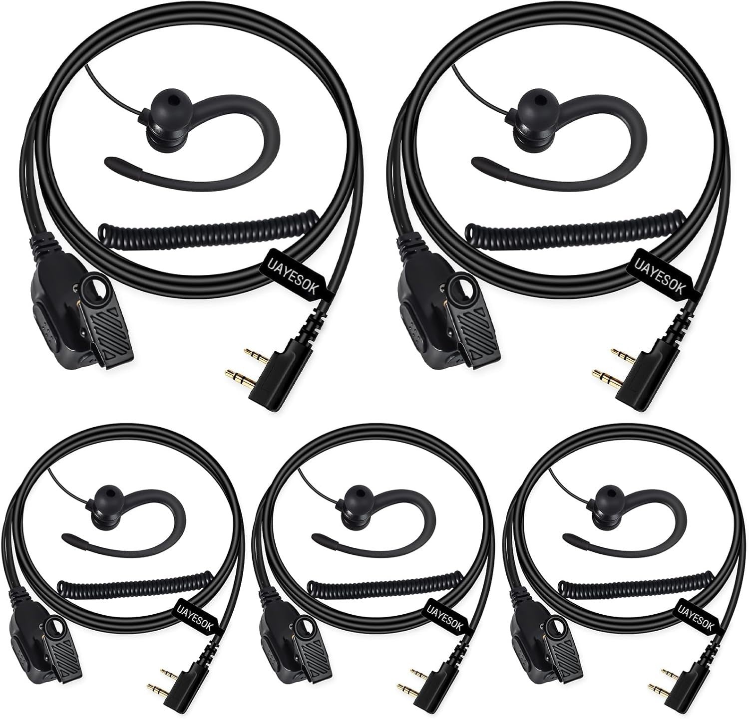 2-Pin Walkie Talkie Earpiece G-Hook PTT Microphone Security Headset