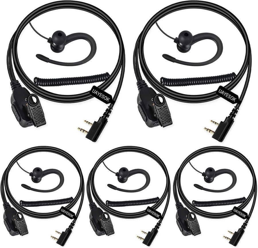 2-Pin Walkie Talkie Earpiece G-Hook PTT Microphone Security Headset