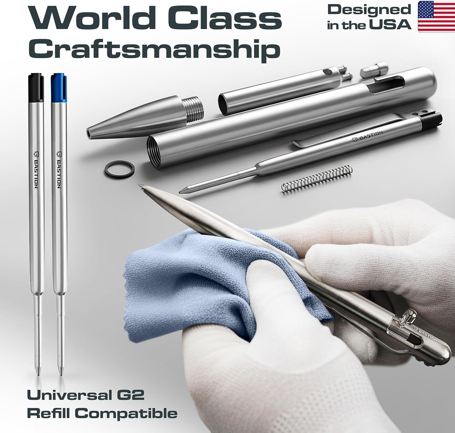 Luxury Slim Stainless Steel Black Ballpoint Pen – Bolt Action, Gift Ready