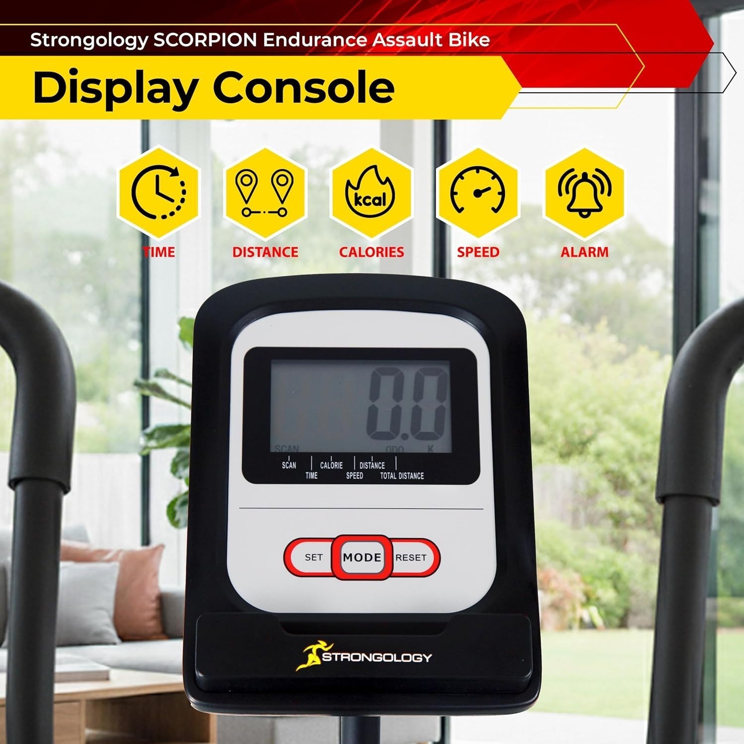 Compact Air Assault Bike Full-Body Cardio Trainer Quiet Fan Resistance LCD