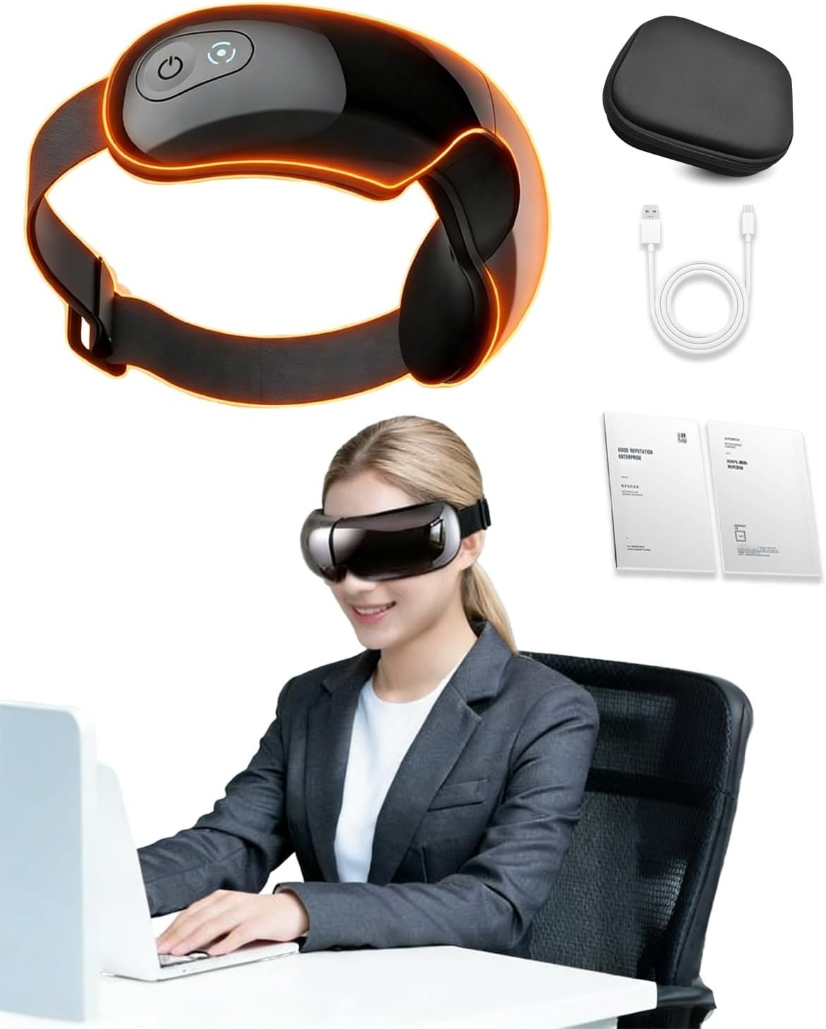Visible Heated Eye Massager Bluetooth Vibration Foldable Relaxation