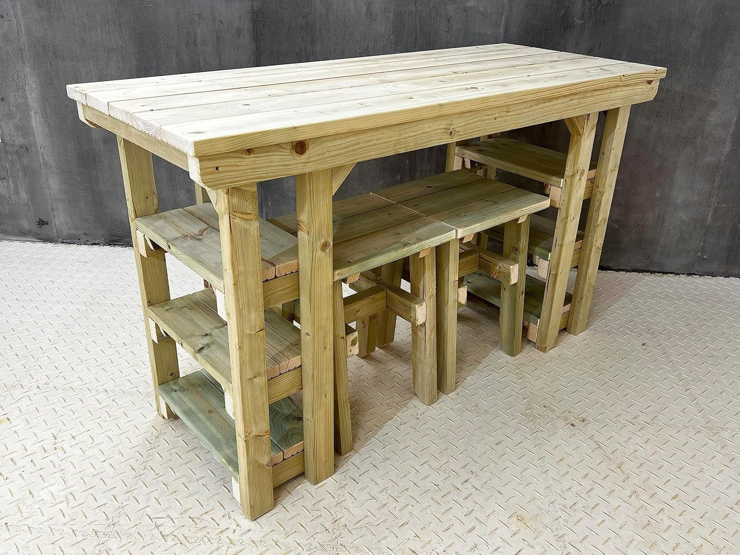 150cm Wooden Garden Potting Table with 2 Chairs – Multi-Purpose Outdoor Bench