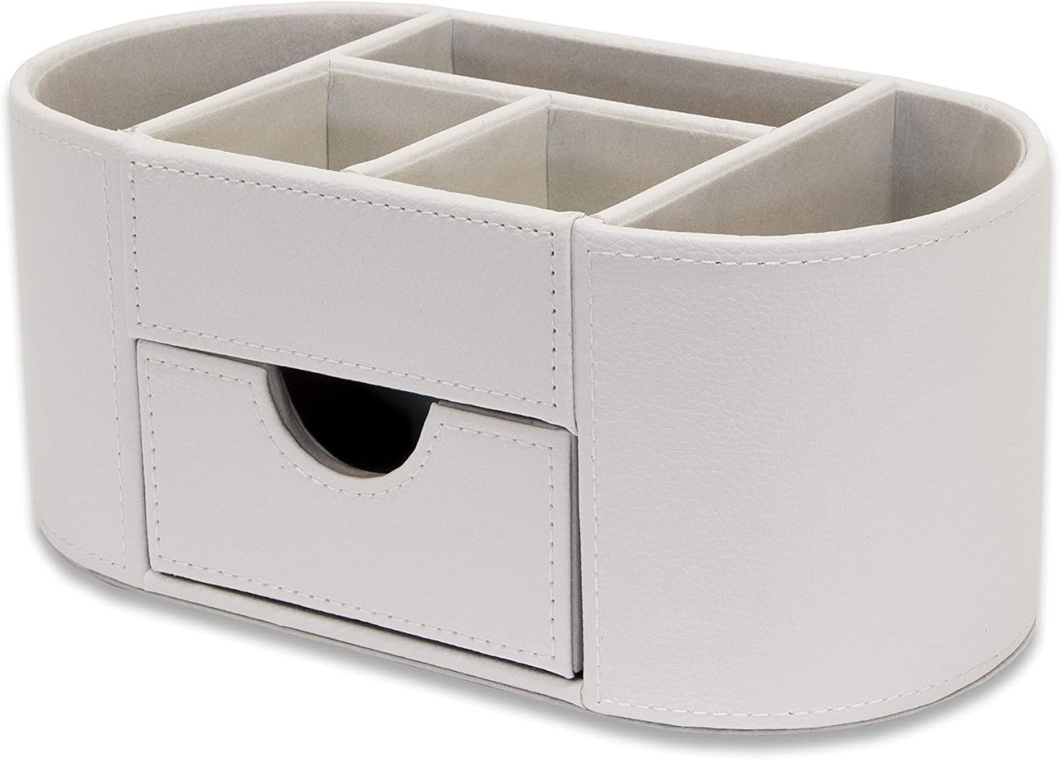 Faux Leather Desk Organiser with Drawer 6 Compartments Office Tidy
