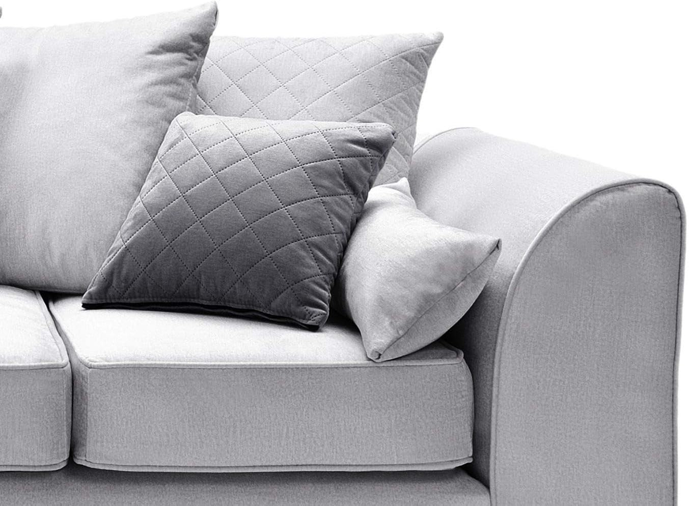 Light Grey L Shape Corner Sofa Velvet Fabric Water Repellent Plush Comfort