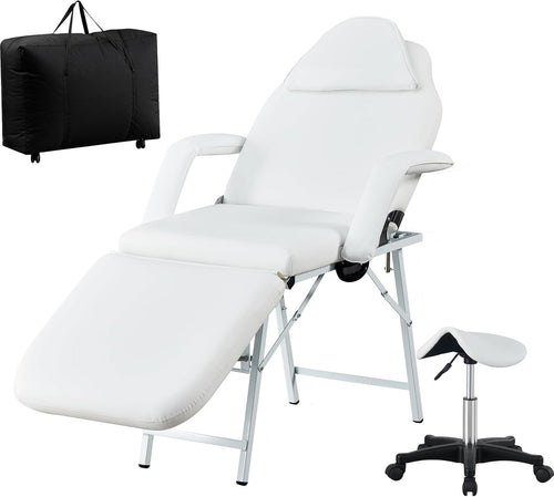 Portable 3 Section Massage Table Adjustable Folding Therapy Bed Detachable