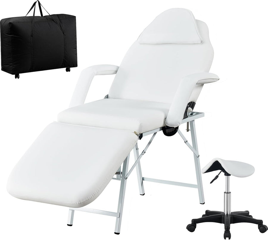 Portable 3 Section Massage Table Adjustable Folding Therapy Bed Detachable