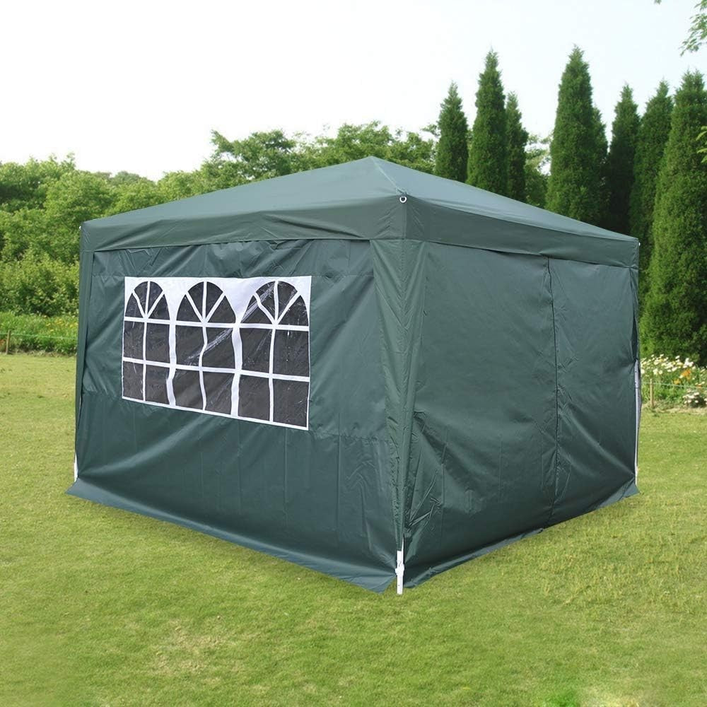 3x3M Green Pop Up Gazebo With Sides Waterproof Outdoor Garden Party Tent Marquee