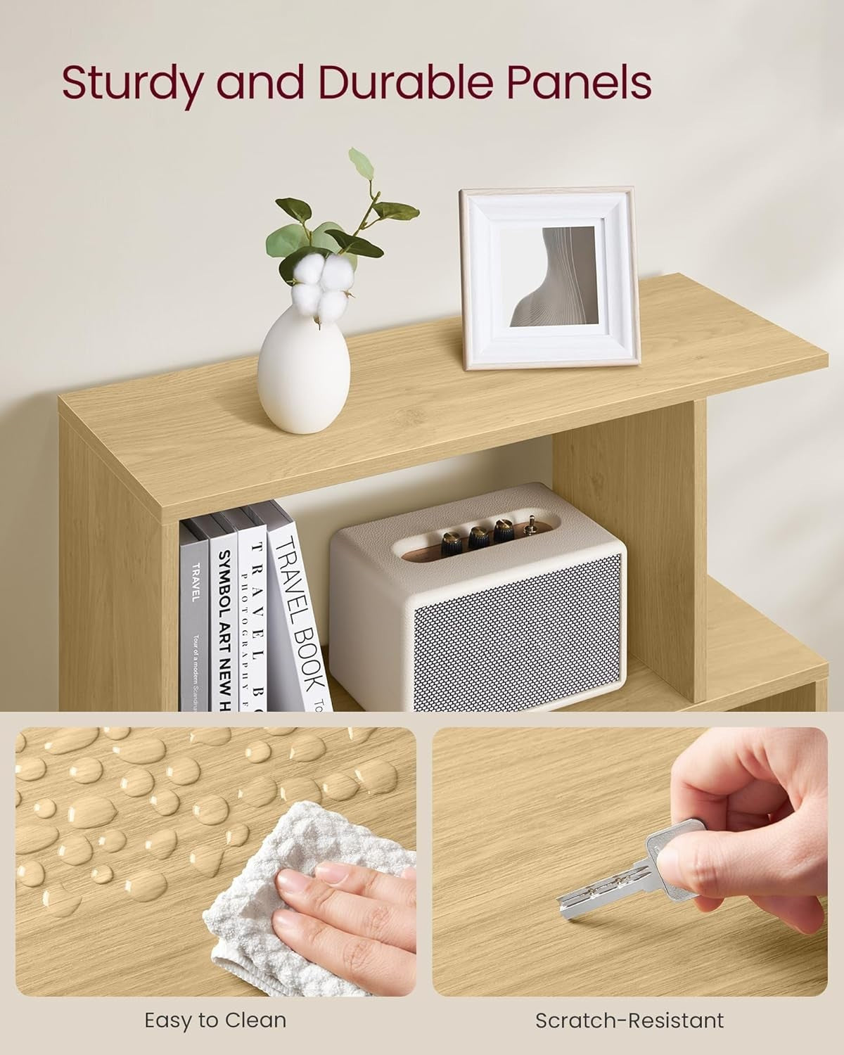 6 Tier Rustic Natural Bookcase S-Shaped Storage Shelf Room Divider 70x24x191cm