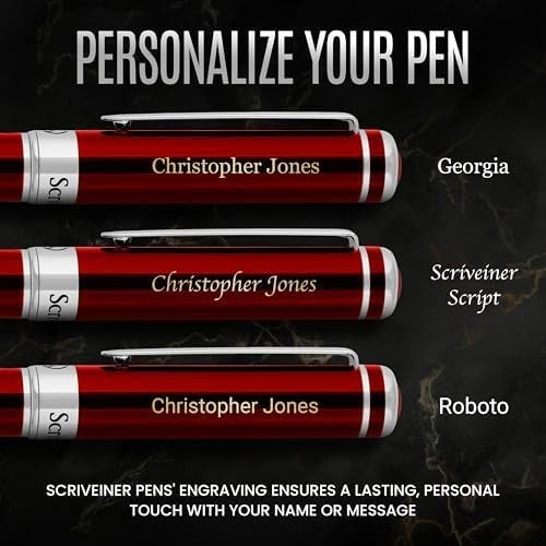 Luxury Personalised Ballpoint Pen – Crimson Red Brass Chrome, Refillable Ink
