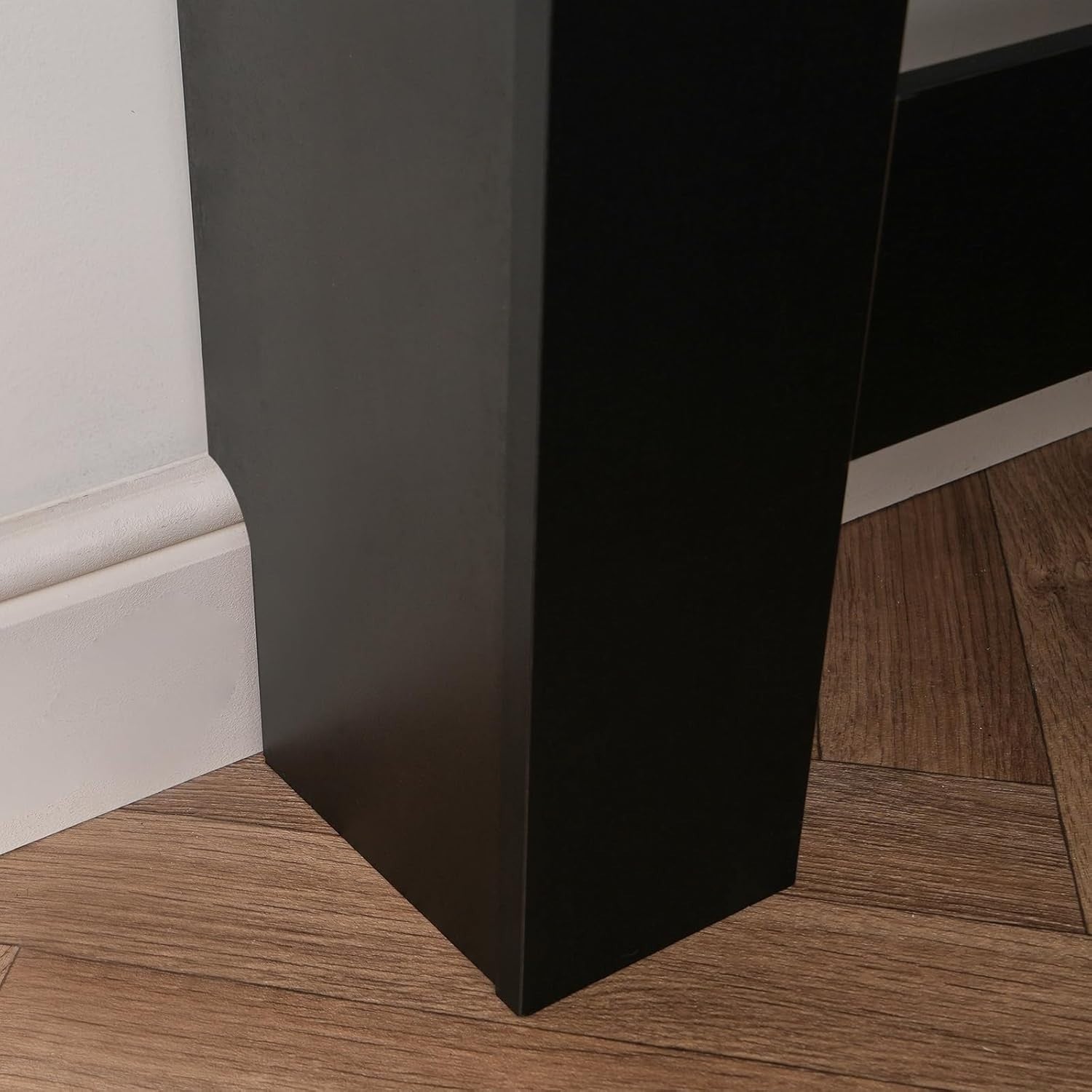 Black Radiator Cover Medium MDF Slatted Cabinet – Modern Wooden Heater Shelf