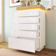 Modern 6 Drawer White LED Chest Storage Unit High Gloss Cabinet Bedroom