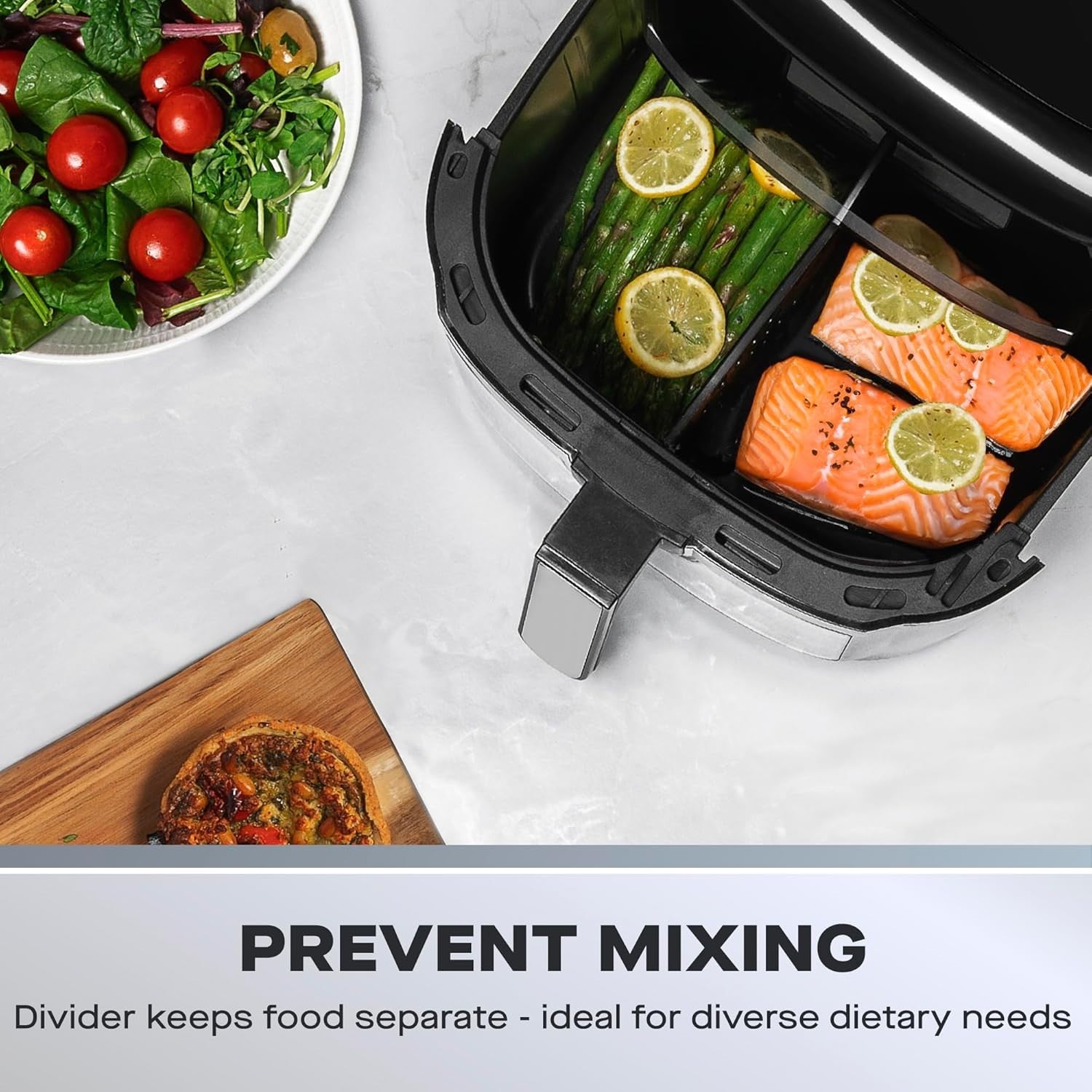 8L Digital Air Fryer Dual Zone Divider Viewing Window 6 Presets LED