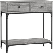 Slim Grey Console Table with Drawers & Shelf – Modern Hallway Storage
