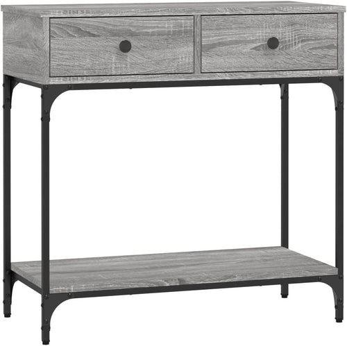 Slim Grey Console Table with Drawers & Shelf – Modern Hallway Storage
