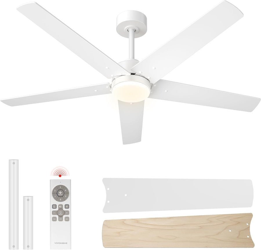 VIVOHOME 52"" Ceiling Fan with Lights, Remote, 6 Speeds, 3CCT Dimmable, Timer