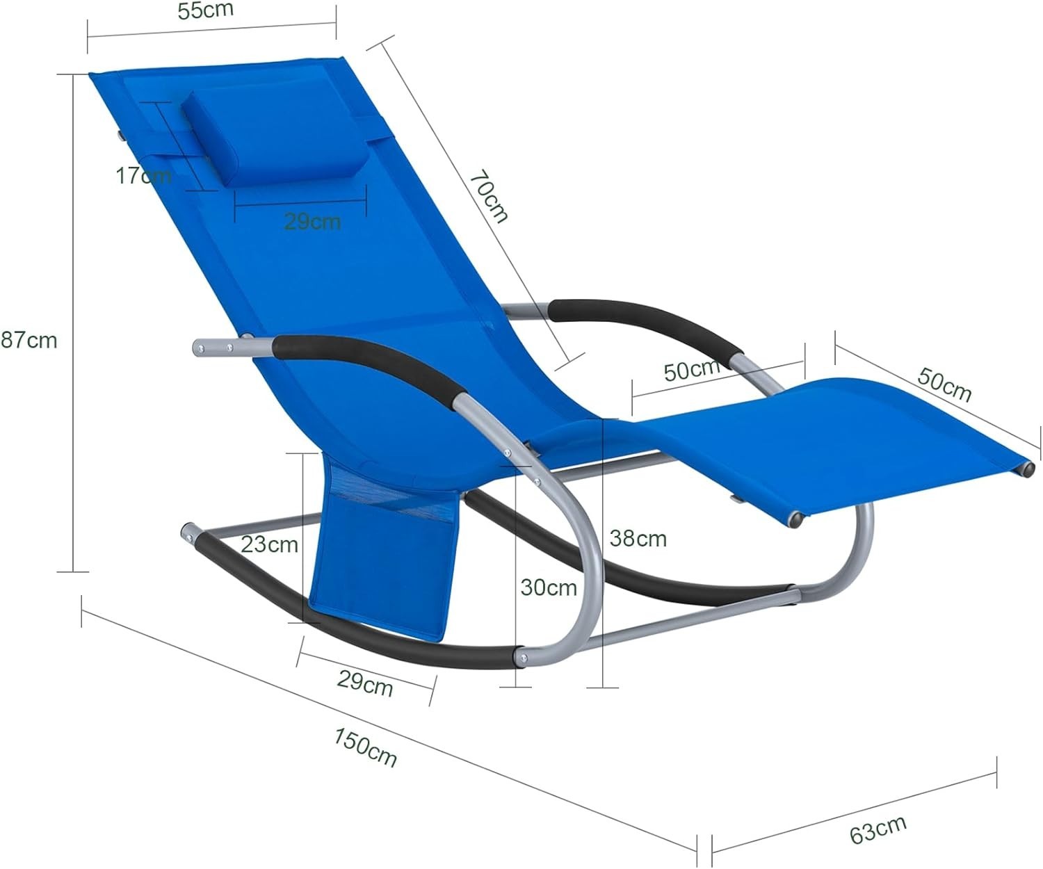 Rocking Sun Lounger Recliner Chair Cushion Garden Pool Patio Outdoor