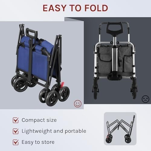Heavy Duty Folding Utility Wagon 80kg All Terrain Cart Camping Beach