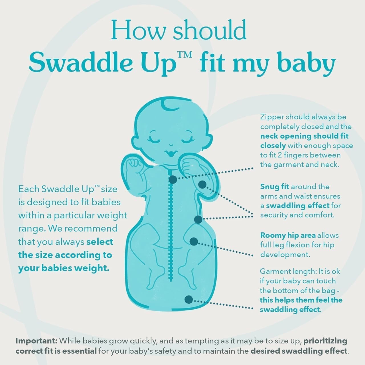 Baby Swaddle Sleep Sack 2.5 TOG Medium 6-8.5kg Arms-Up Cozy