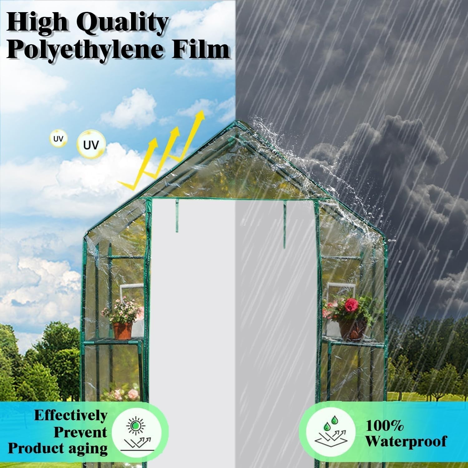 Walk-In 3 Tier 6 Shelf Greenhouse | Heavy-Duty PVC Cover Metal Frame Garden