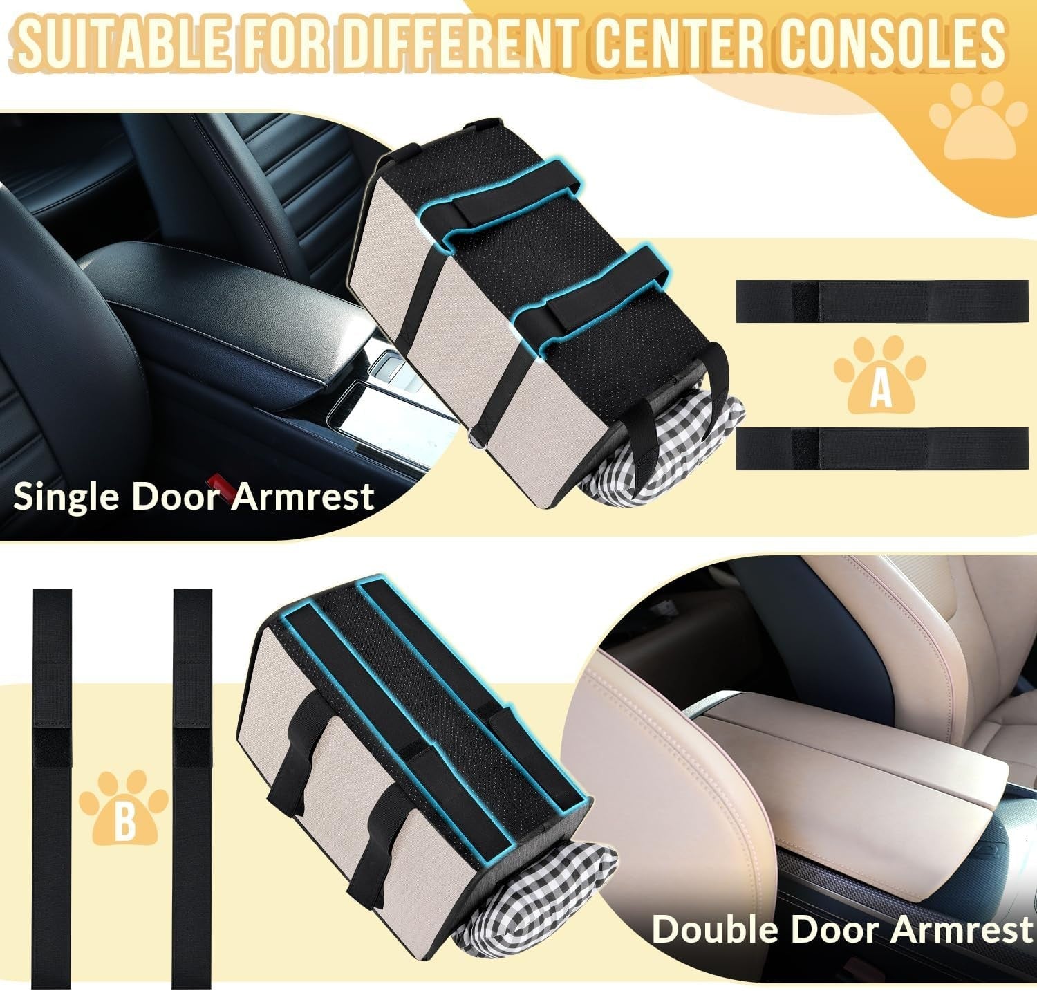 Console Dog Car Seat Booster Carrier Safety Belt Travel Bed Small Dogs