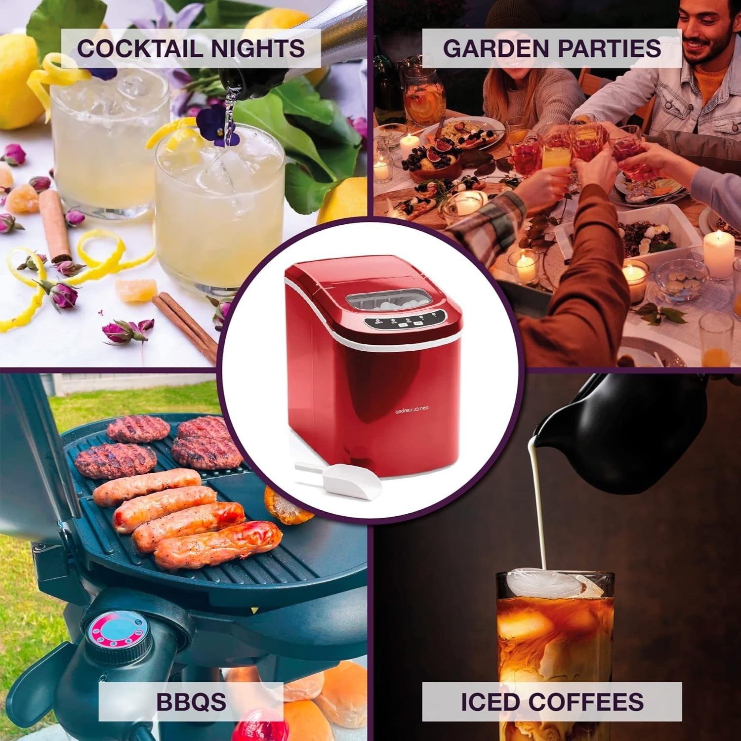 Countertop Ice Cube Maker Fast Ice 2.2L Self Cleaning Portable Machine