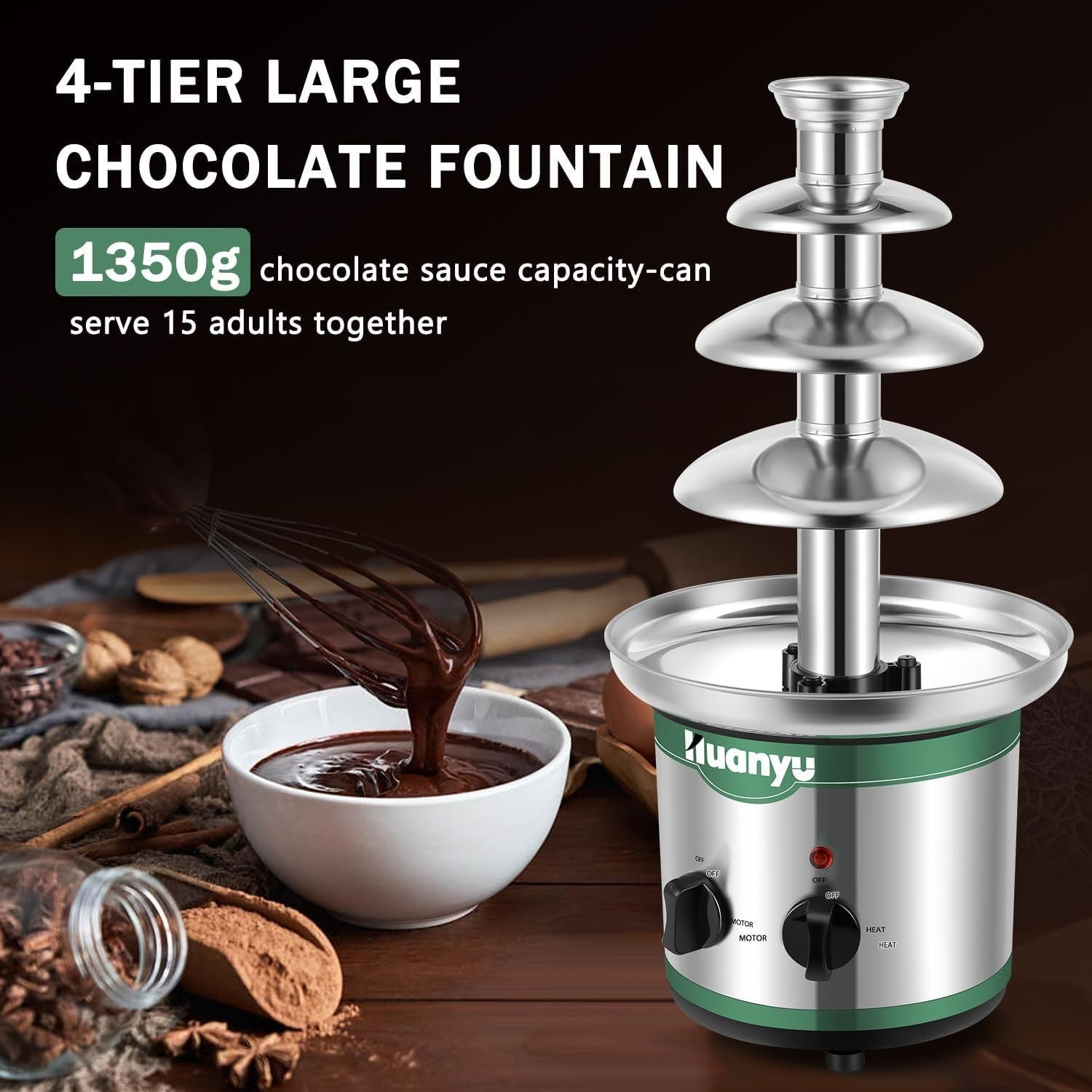 4 Tier Chocolate Fountain Machine Electric Fondue Set Party Wedding