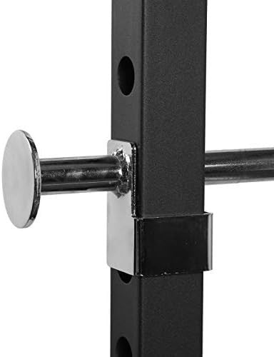 Heavy Duty Adjustable Power Rack Cage 21-Position Pull-Up Bar Home Gym