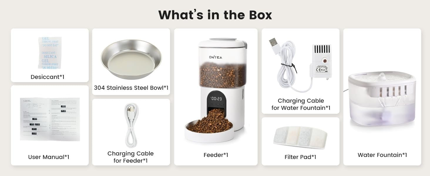 Automatic Cat Feeder Water Fountain 4.5L Food 2.5L Timed Pet Feeder