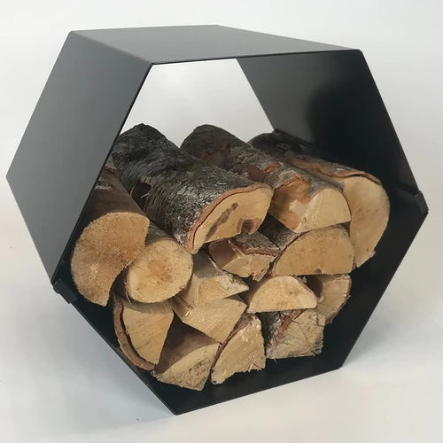 Hexagon Steel Log Holder Firewood Rack with Rubber Feet, 35x42x37cm