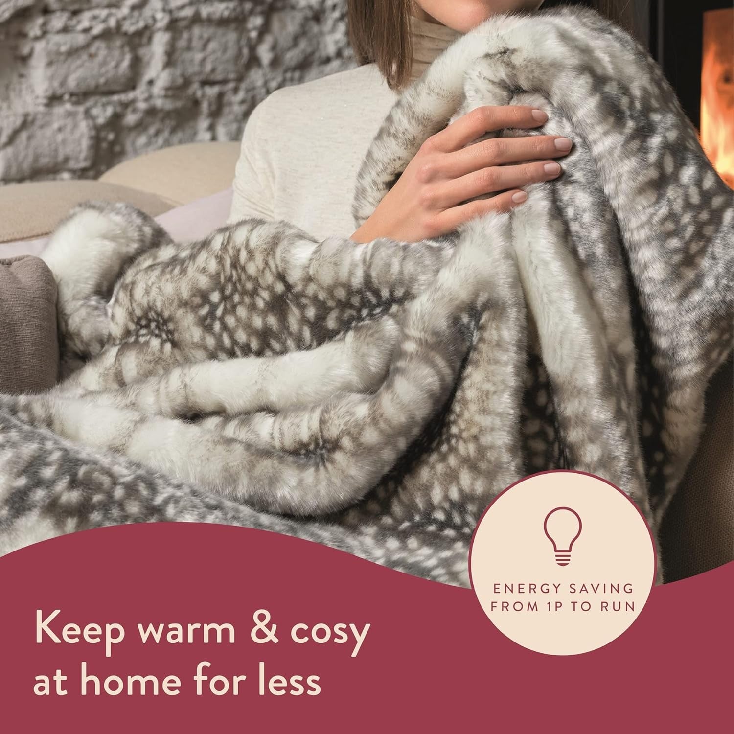 Luxury Heated Throw Faux Fur Electric Blanket Fast Timer 160x120cm